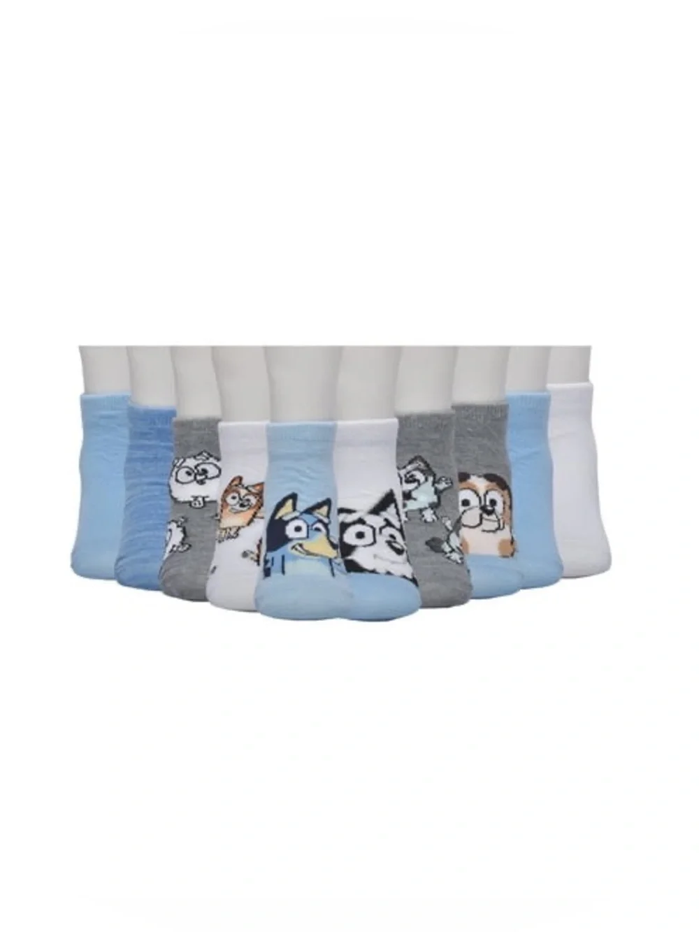 BLUEY BBC KIDS Cartoon Ankle Socks Pack - Blue, White, Gray Sz 4T-5T
